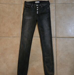 Free People Women's Skinny Button Fly Stretch Gray Jeans Size 26